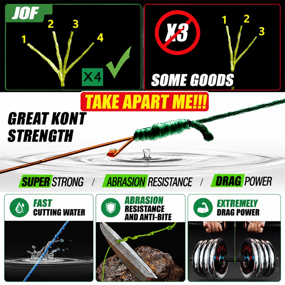 JOF 4X Braided PE Fishing Line - Fish Finder Cable 评论和价格