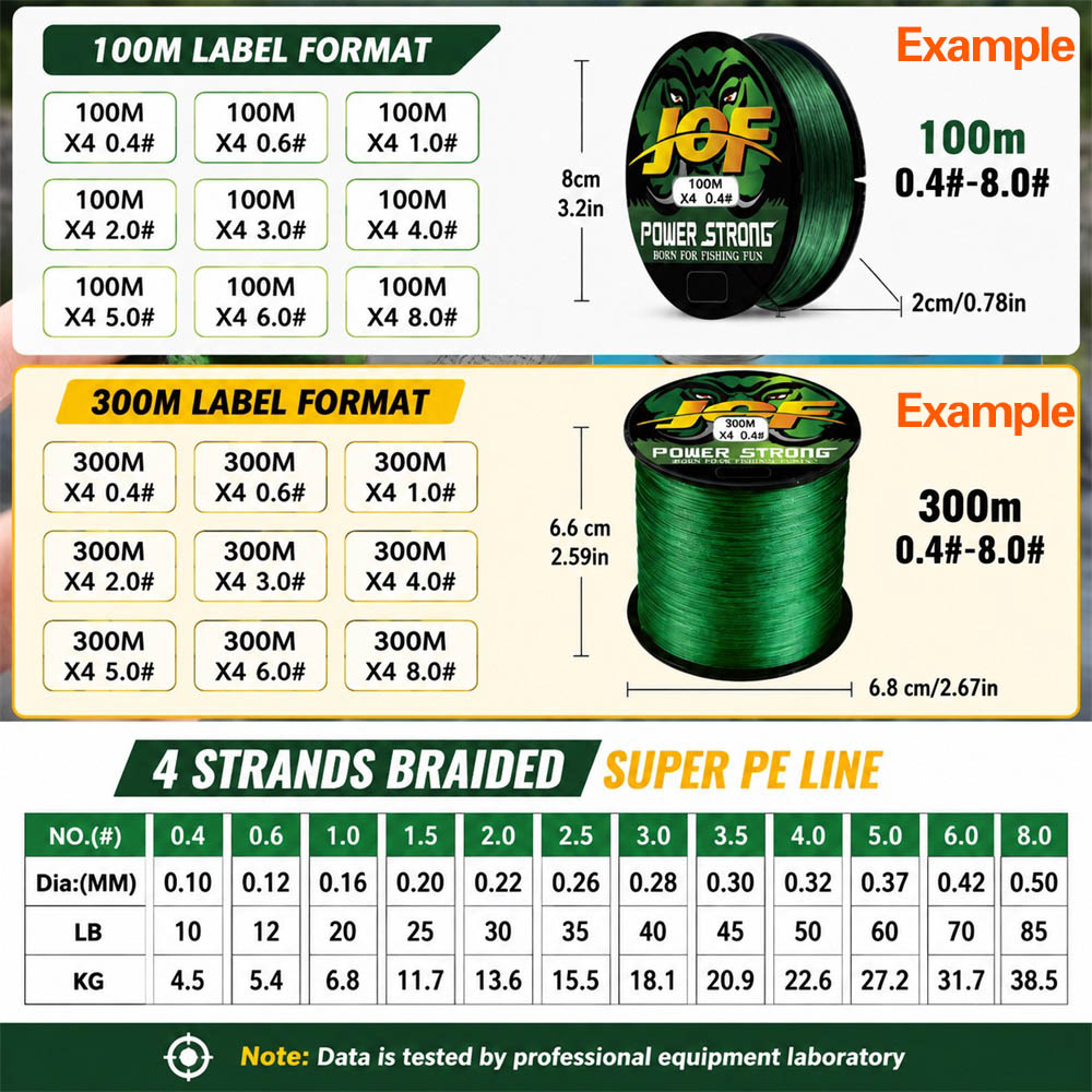 JOF 4X Braided PE Fishing Line - Fish Finder Cable 评论和价格
