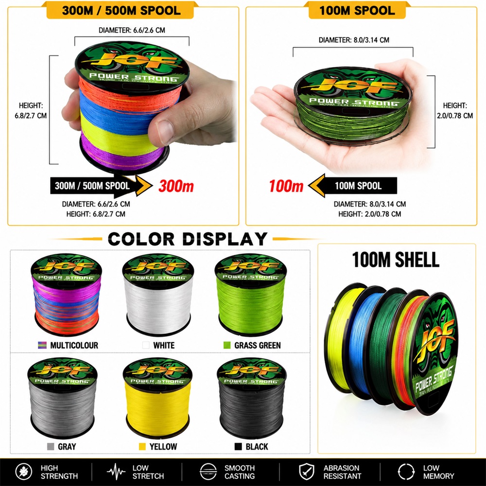 JOF 4X Braided PE Fishing Line - Fish Finder Cable 评论和价格